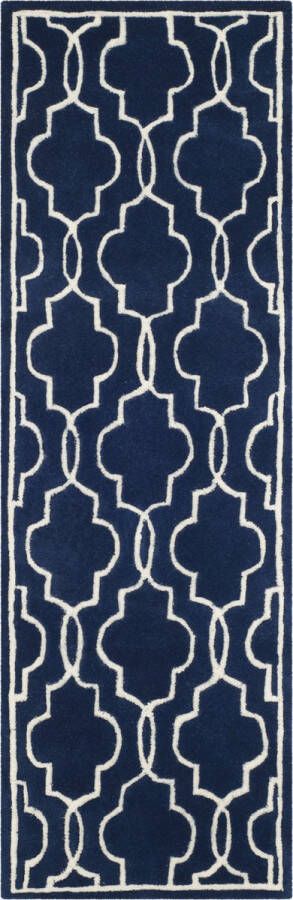 Safavieh Eigentijds Indoor Hand Getuft Vloerkleed Chatham Collectie CHT723 in Donkerblauw & Ivoor 69 X 213 cm