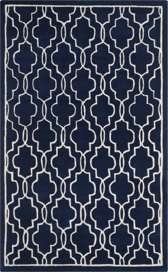 Safavieh Eigentijds Indoor Hand Getuft Vloerkleed Chatham Collectie CHT723 in Donkerblauw & Ivoor 122 X 183 cm