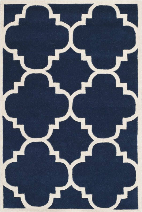 Safavieh Eigentijds Indoor Hand Getuft Vloerkleed Chatham Collectie CHT730 in Donkerblauw & Ivoor 122 X 183 cm