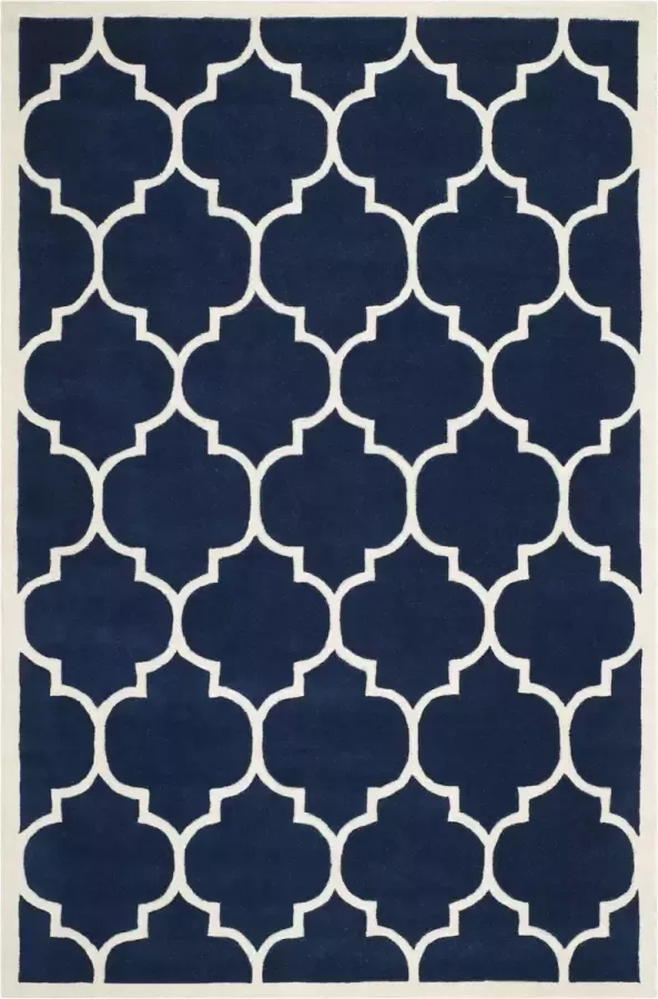 Safavieh Eigentijds Indoor Hand Getuft Vloerkleed Chatham Collectie CHT733 in Donkerblauw & Ivoor 183 X 274 cm