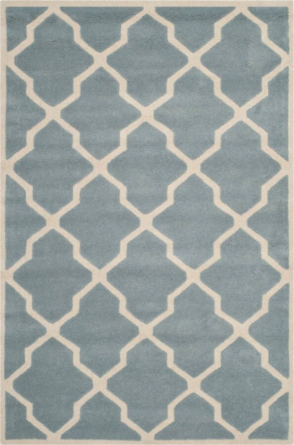 Safavieh Eigentijds Indoor Hand Getuft Vloerkleed Chatham Collectie CHT735 in Blauw & Ivoor 122 X 183 cm