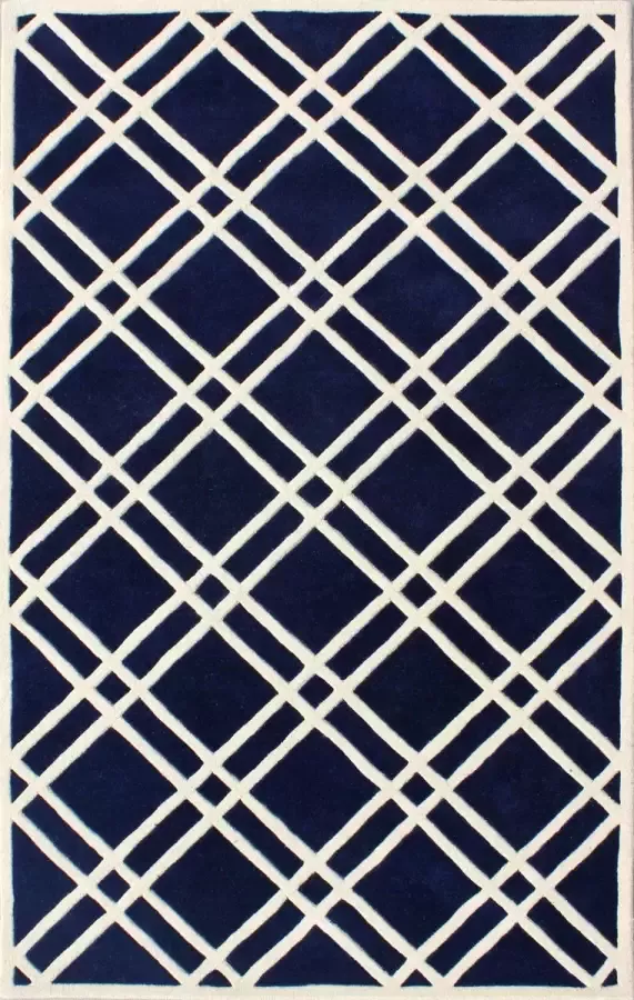 Safavieh Eigentijds Indoor Hand Getuft Vloerkleed Chatham Collectie CHT740 in Donkerblauw & Ivoor 152 X 244 cm