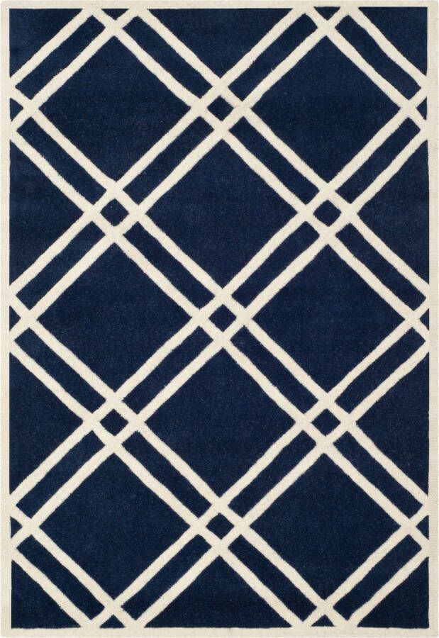 Safavieh Eigentijds Indoor Hand Getuft Vloerkleed Chatham Collectie CHT740 in Donkerblauw & Ivoor 122 X 183 cm