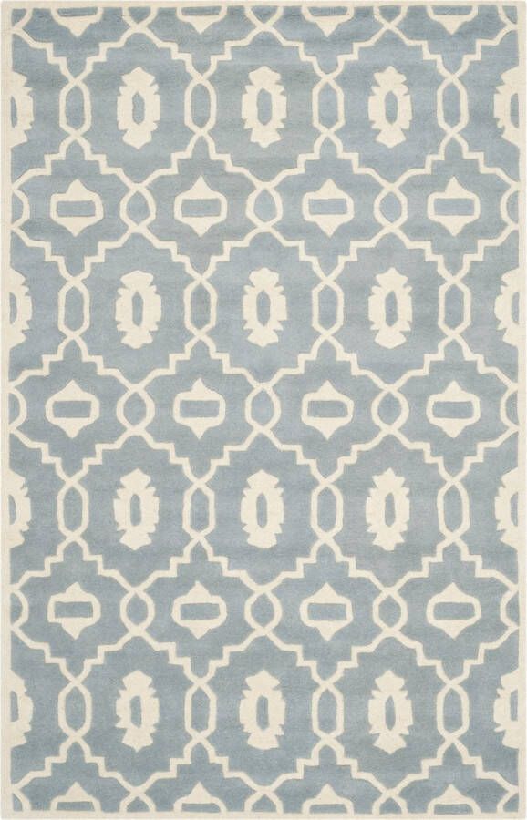 Safavieh Eigentijds Indoor Hand Getuft Vloerkleed Chatham Collectie CHT745 in Blauw & Ivoor 122 X 183 cm