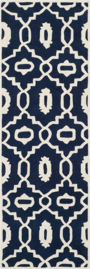 Safavieh Eigentijds Indoor Hand Getuft Vloerkleed Chatham Collectie CHT745 in Donkerblauw & Ivoor 69 X 213 cm