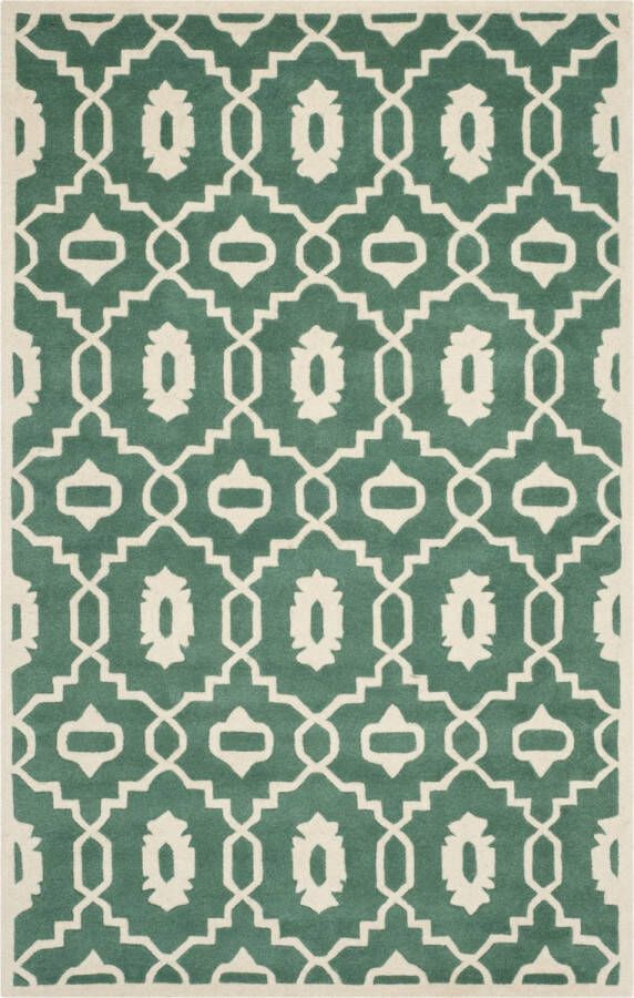 Safavieh Eigentijds Indoor Hand Getuft Vloerkleed Chatham Collectie CHT745 in Teal & Ivoor 122 X 183 cm