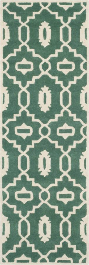 Safavieh Eigentijds Indoor Hand Getuft Vloerkleed Chatham Collectie CHT745 in Teal & Ivoor 69 X 213 cm