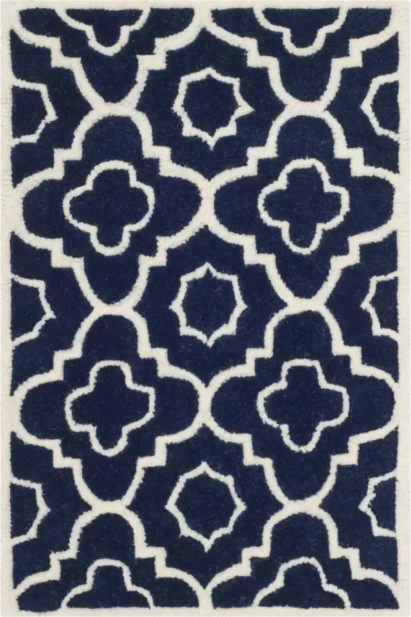 Safavieh Eigentijds Indoor Hand Getuft Vloerkleed Chatham Collectie CHT750 in Donkerblauw & Ivoor 61 X 91 cm