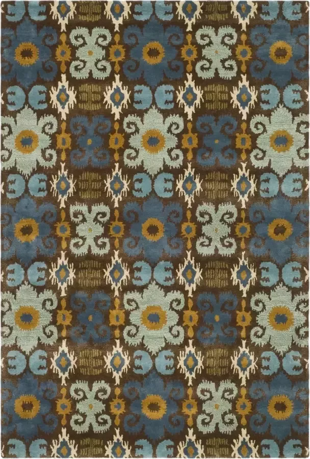 Safavieh Eigentijds Indoor Hand Getuft Vloerkleed Soho Collectie SOH445 in Bruin & Blauw 107 X 168 cm