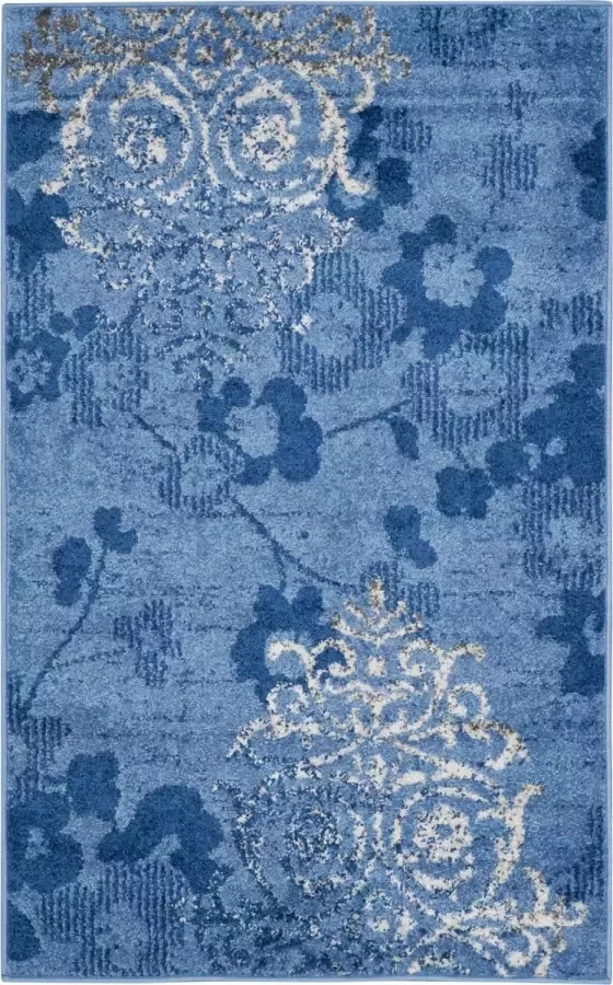 Safavieh Floral Glam Damask Indoor Geweven Vloerkleed Adirondack Collectie ADR114 in Lichtblauw & Donkerblauw 91 X 152 cm