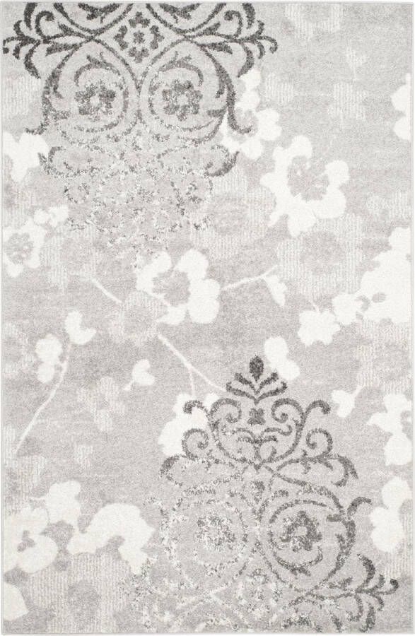 Safavieh Floral Glam Damask Indoor Geweven Vloerkleed Adirondack Collectie ADR114 in Zilver & Ivoor 155 X 229 cm