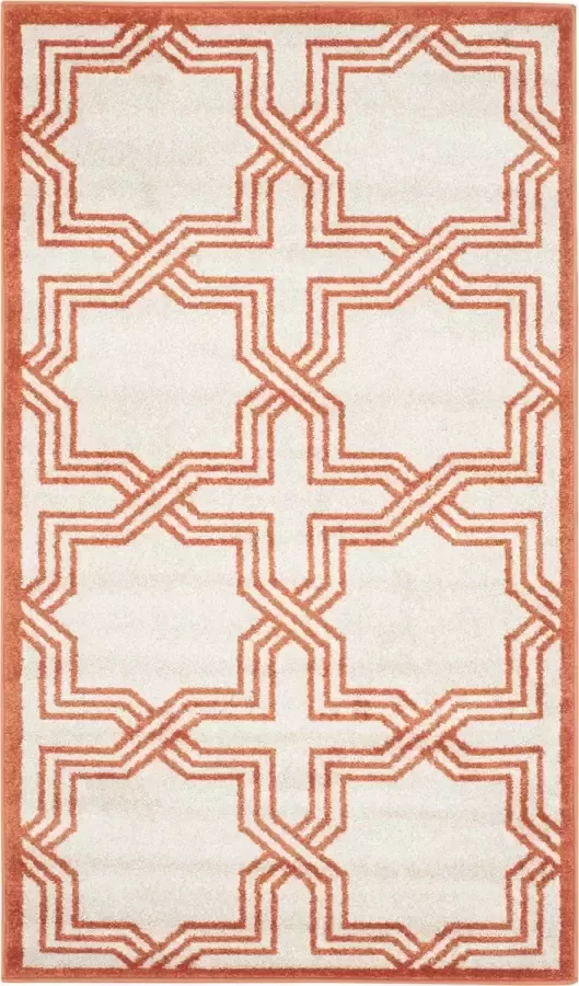 Safavieh Geometrisch Binnen Outdoor Geweven Gebiedsdeken Amherst Collection AMT413 in Ivoor & Oranje 76 X 122 cm
