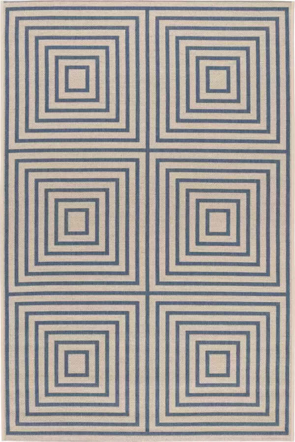 Safavieh Geometrisch Geweven Binnen Outdoor Vloerkleed Beachhouse Collectie BHS123 in Crème & Groen 155 X 229 cm