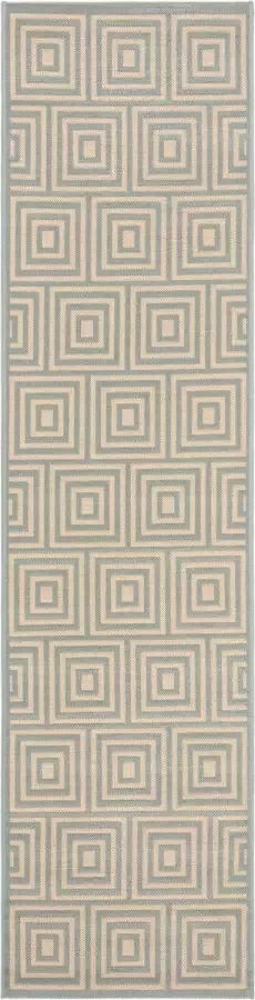 Safavieh Geometrisch Geweven Binnen Outdoor Vloerkleed Beachhouse Collectie BHS173 in Creme & Aqua 61 X 244 cm