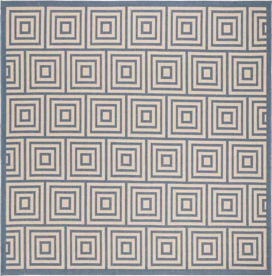 Safavieh Geometrisch Geweven Binnen Outdoor Vloerkleed Beachhouse Collectie BHS173 in Creme & Blauw 122 X 183 cm