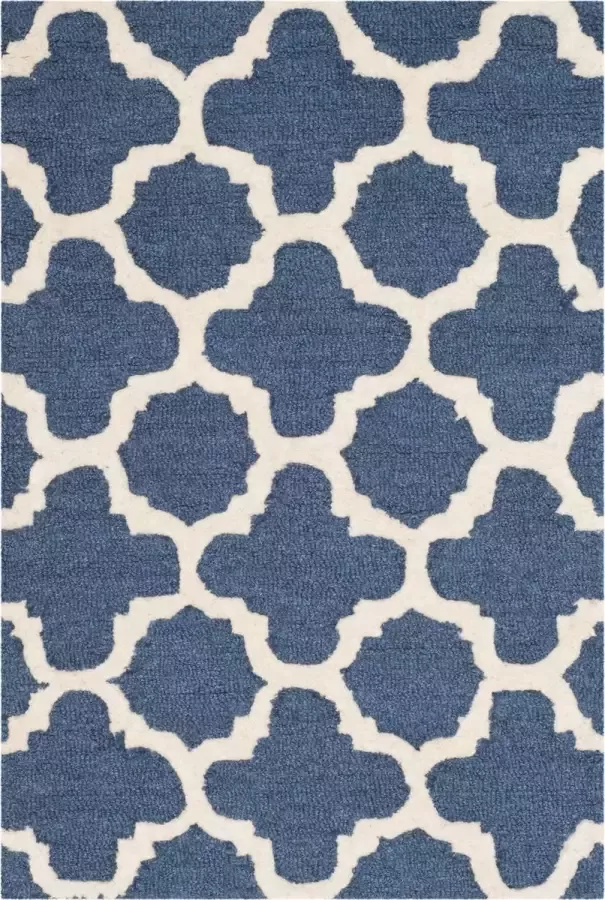 Safavieh Geometrisch Indoor Hand Getuft Vloerkleed Cambridge Collectie CAM130 in Navy & Ivoor 61 X 91 cm