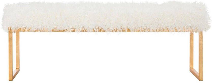 Safavieh Glam Nepbont Faux Lamb bankje Wit goudkleurige Kamil luxe zitbank