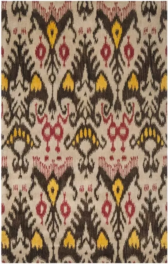Safavieh Ikat Indoor Hand Getuft Vloerkleed Ikat collectie IKT216 in Beige & Bruin 152 X 244 cm