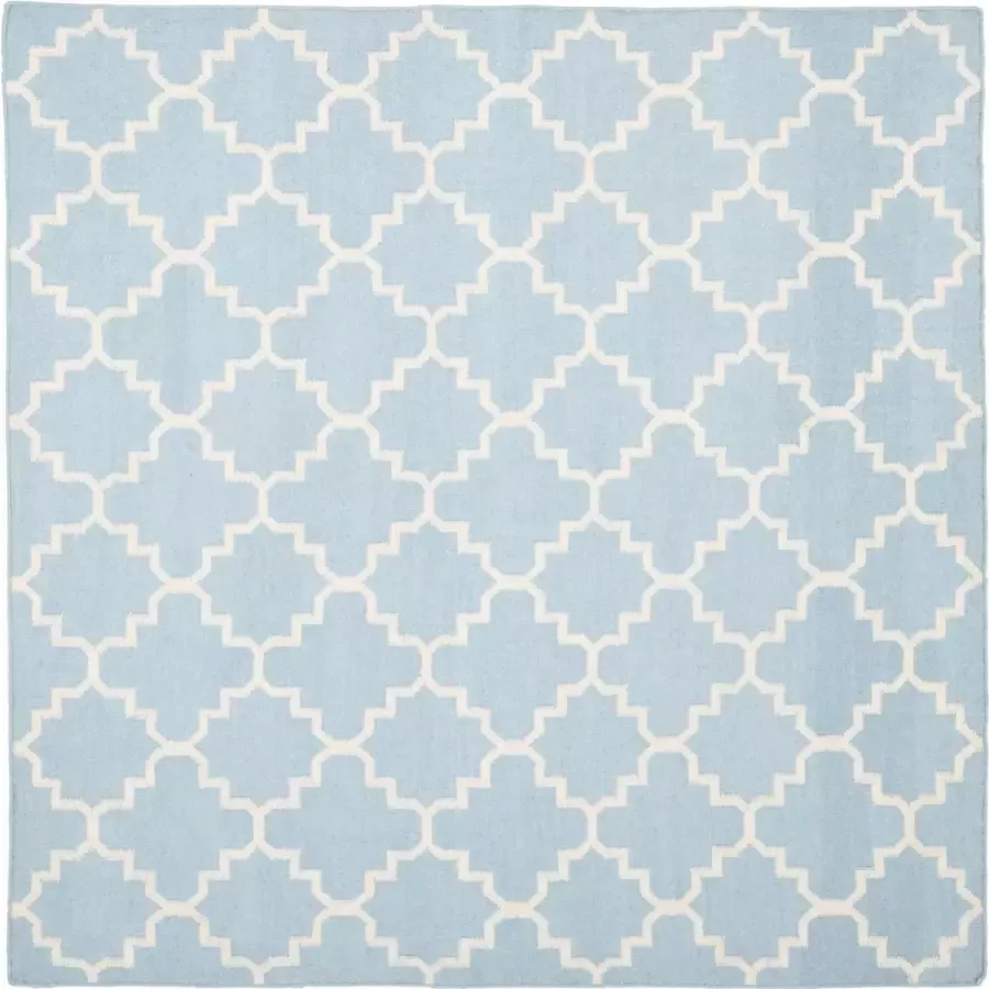 Safavieh Eigentijds Indoor Flatweave Vloerkleed Dhurrie Collectie DHU554 in Lichtblauw & Ivoor 152 X 244 cm