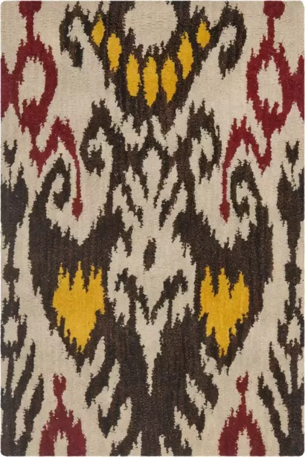 Safavieh Ikat Indoor Hand Getuft Vloerkleed Ikat collectie IKT216 in Beige & Bruin 91 X 152 cm