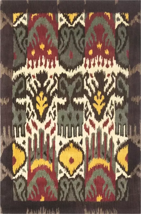 Safavieh Ikat Indoor Hand Getuft Vloerkleed Ikat collectie IKT217 in Creme & Bruin 122 X 183 cm
