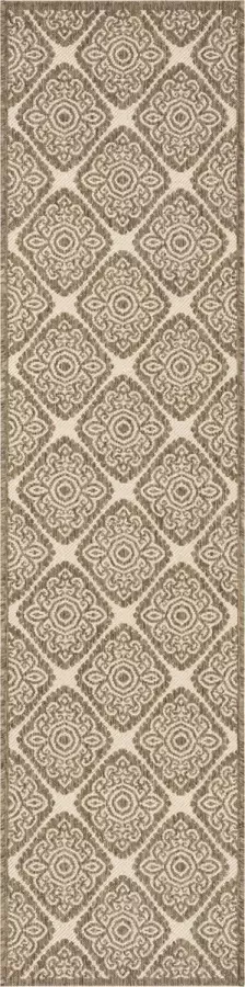 Safavieh Medallion Indoor Outdoor Geweven Vloerkleed Beachhouse Collectie BHS132 in Creme & Blauw 61 X 244 cm - Foto 3