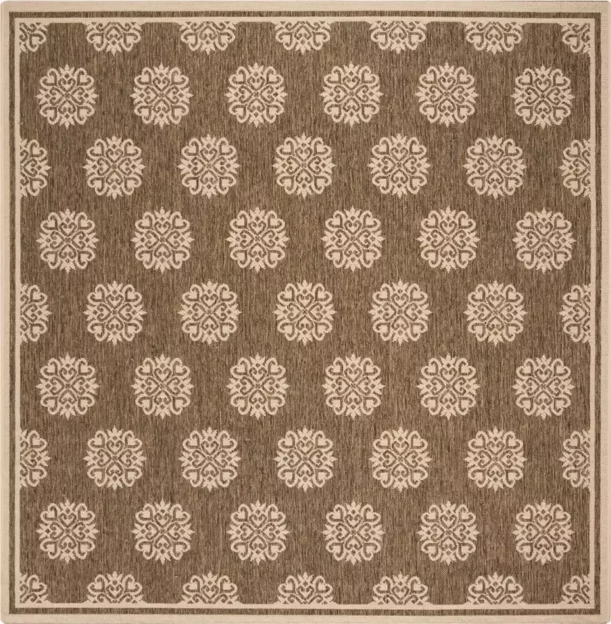 Safavieh Klein Medaillon Binnen Outdoor Geweven Gebiedsdeken Beachhouse Collectie BHS181 in Rood & Creme 155 X 229 cm