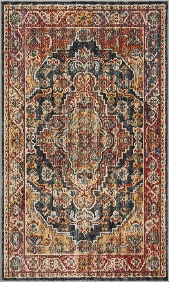 Safavieh Klassiek Perzisch Indoor Geweven Vloerkleed Harmony Collectie HMY403 in Navy & Goud 91 X 152 cm