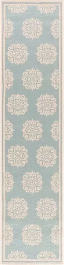 Safavieh Klein Medaillon Binnen Outdoor Geweven Gebiedsdeken Beachhouse Collectie BHS181 in Aqua & Crème 61 X 244 cm