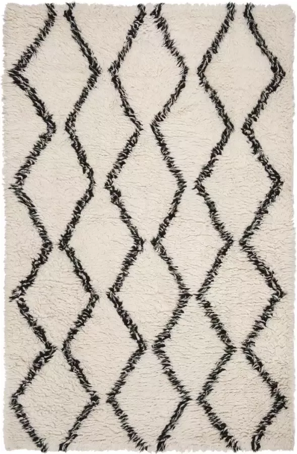 Safavieh Marokkaans geïnspireerd handgeknoopt vloerkleed voor binnen Kenia collectie KNY250 in zwart & ivoor 183 X 274 cm
