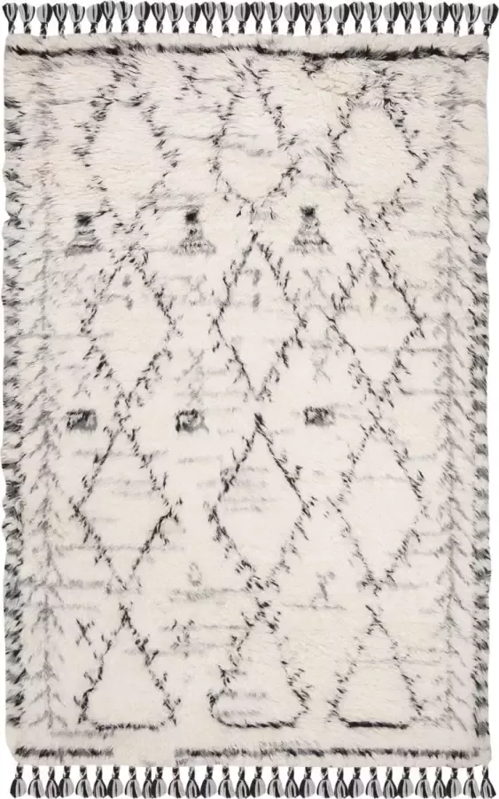 Safavieh Marokkaans geïnspireerd handgeknoopt vloerkleed voor binnen Kenia collectie KNY352 in ivoor & zwart 183 X 274 cm