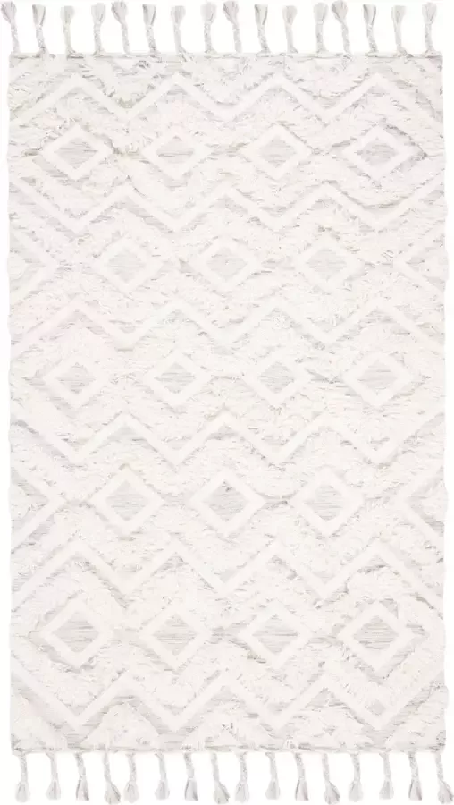 Safavieh Marokkaans geïnspireerd handgeknoopt vloerkleed voor binnen Kenia collectie KNY605 in grijs & ivoor 183 X 274 cm