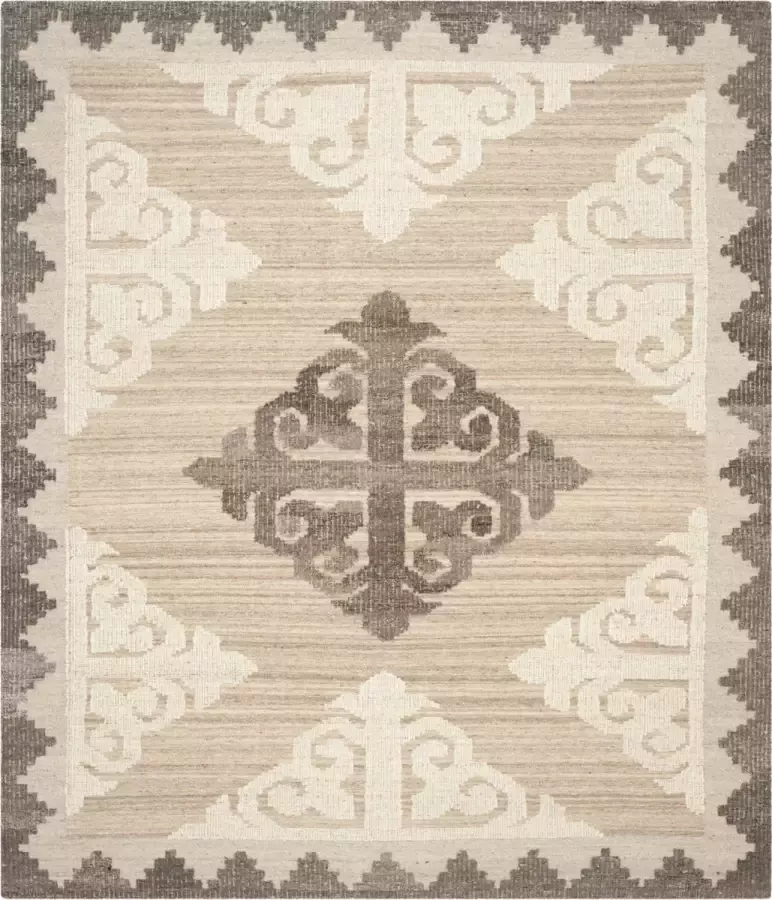 Safavieh Marokkaans geïnspireerd handgeknoopt vloerkleed voor binnen Kenya collectie KNY312 in bruin en antraciet 244 X 305 cm