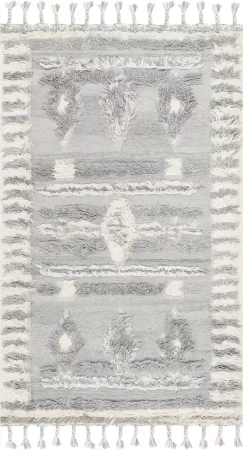 Safavieh Marokkaans geïnspireerd handgeknoopt vloerkleed voor binnen Kenya collectie KNY601 in grijs & ivoor 152 X 244 cm