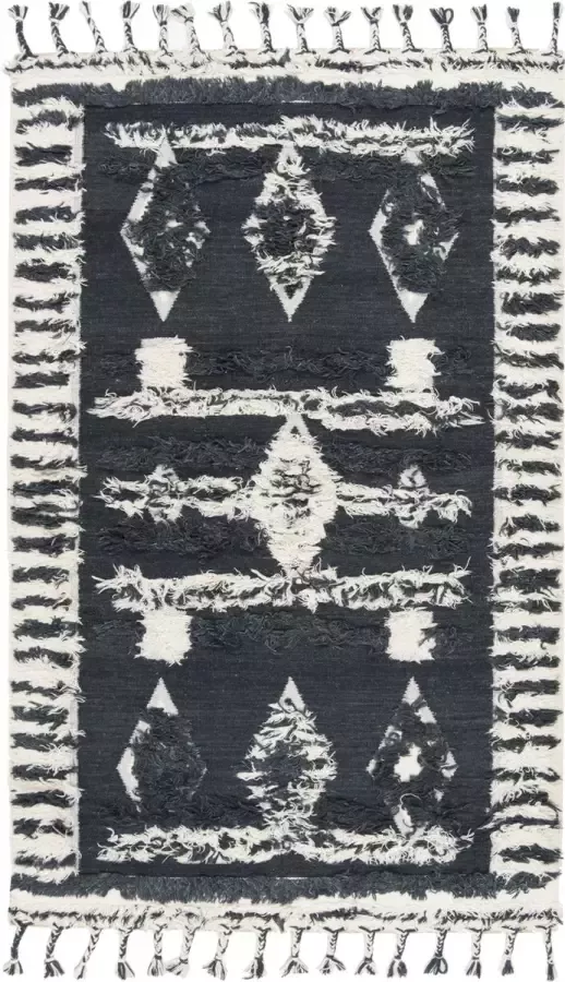 Safavieh Marokkaans geïnspireerd handgeknoopt vloerkleed voor binnen Kenya collectie KNY601 in houtskool & ivoor 152 X 244 cm