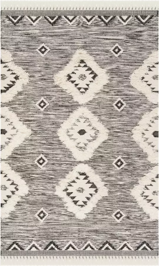 Safavieh Marokkaans geïnspireerd handgeknoopt vloerkleed voor binnen Kenya collectie KNY906 in zwart & ivoor 152 X 244 cm