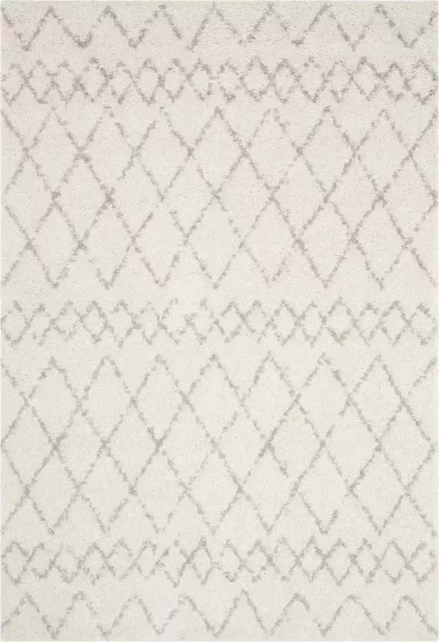 Safavieh Marokkaans Shaggy Geweven Tapijt voor Binnen Berber Shag Collectie BER165 in Crème & Lichtgrijs 155 X 229 cm