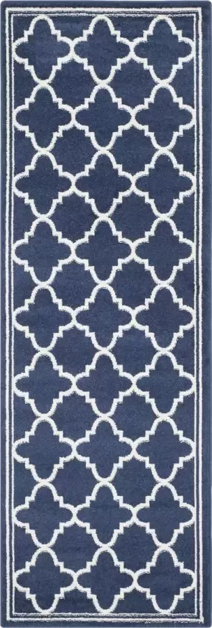 Safavieh Marokkaans Trellis Geweven Tapijt voor Binnen- Outdoorgebruik Amherst collectie AMT422 in Navy & Beige 69 X 213 cm