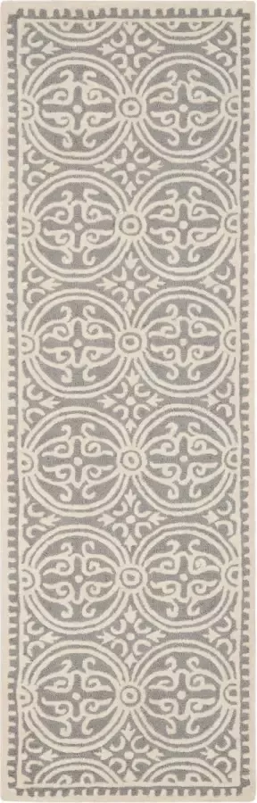 Safavieh Medallion Indoor handgetuft vloerkleed Cambridge collectie CAM123 in Zilver & Ivoor 76 X 244 cm