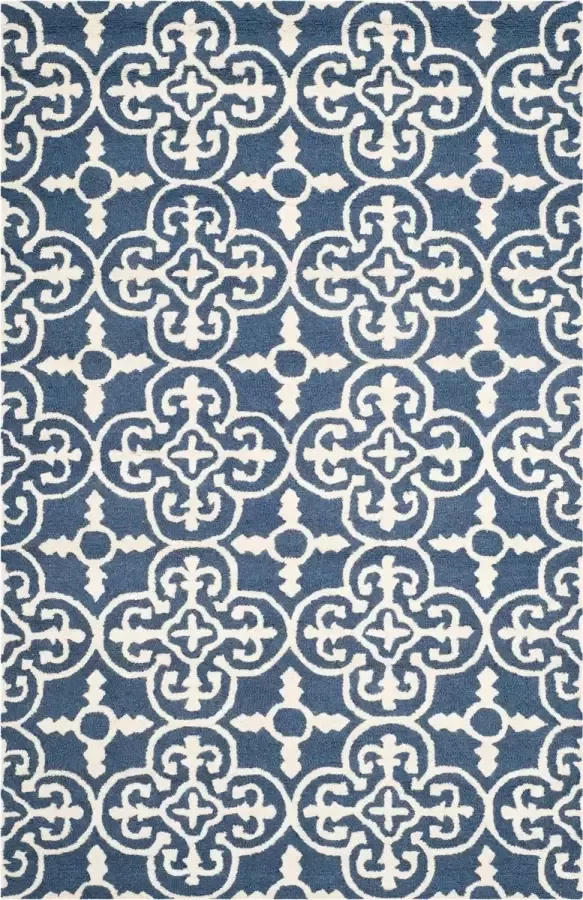 Safavieh Medallion Indoor handgetuft vloerkleed Cambridge collectie CAM133 in Navy & Ivoor 152 X 244 cm