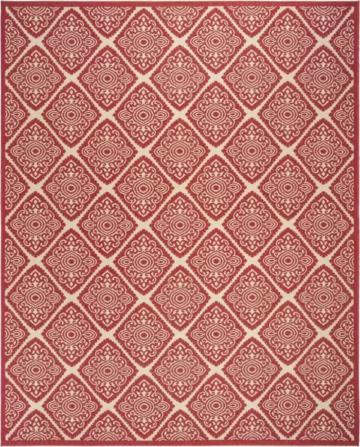 Safavieh Medallion Indoor Outdoor Geweven Vloerkleed Beachhouse Collectie BHS132 in Rood & Creme 79 X 152 cm