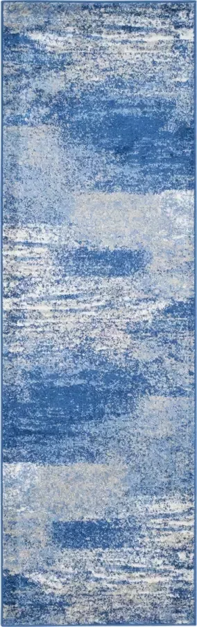 Safavieh Modern Abstract Indoor Geweven Vloerkleed Adirondack Collectie ADR112 in Zilver & Blauw 76 X 244 cm