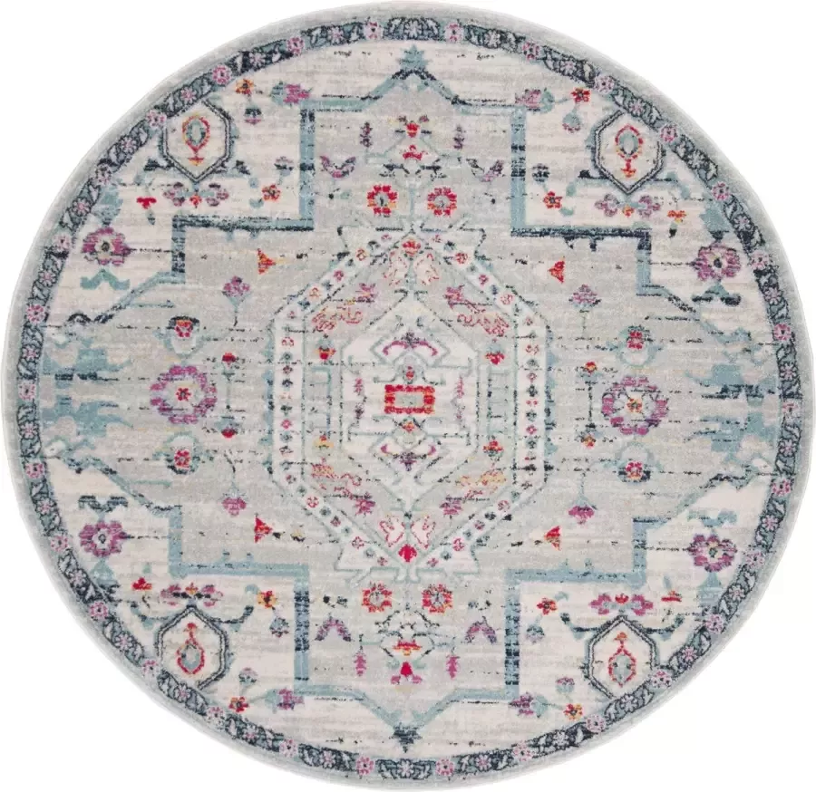 Safavieh Modern Chic Indoor Geweven Vloerkleed Madison Collectie MAD928 in Licht Grijs & Fuchsia 201 X 201 cm