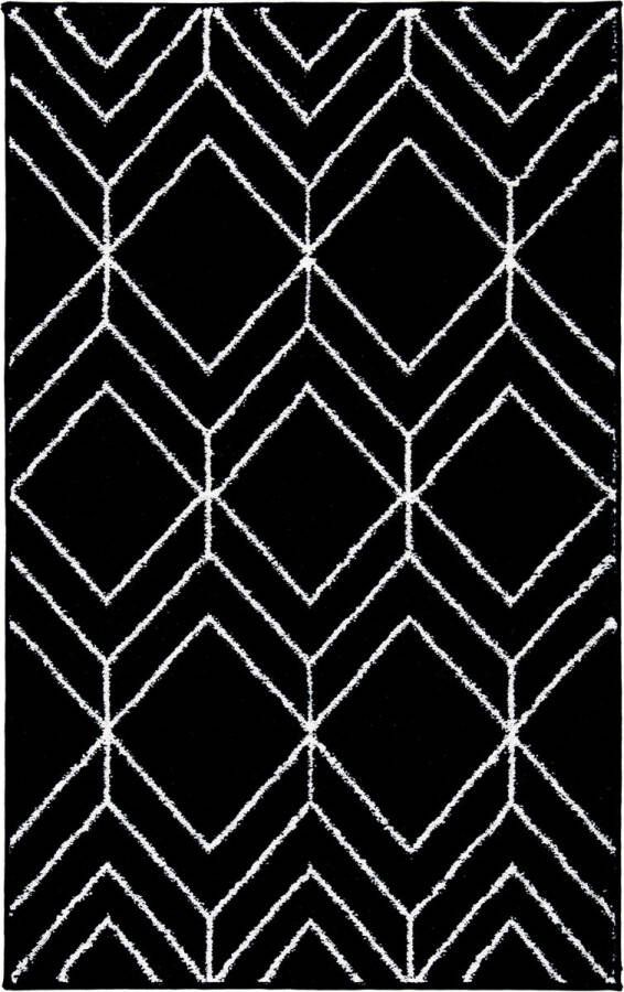 Safavieh Modern Geometrisch Indoor Geweven Vloerkleed Adirondack Collectie ADR241 in Zwart & Ivoor 61 X 91 cm