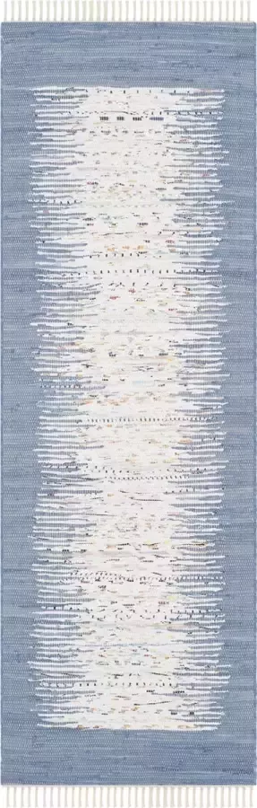 Safavieh Modern Indoor Flatweave Vloerkleed Montauk Collectie MTK711 in Ivoor & Donkerblauw 69 X 213 cm