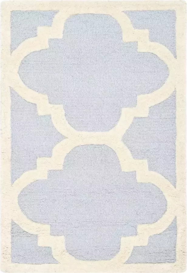 Safavieh Modern Indoor Handgetuft Vloerkleed Cambridge Collectie CAM140 in Lichtblauw & Ivoor 61 X 91 cm