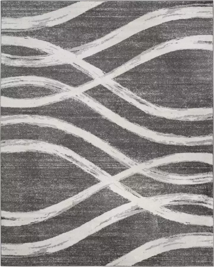 Safavieh Modern Wave Distressed Indoor Woven Area Rug Adirondack Collection ADR125 in Charcoal & Ivory 183 X 274 cm