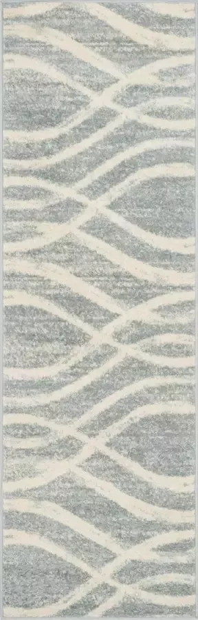 Safavieh Modern Wave Distressed Indoor Woven Area Rug Adirondack Collection ADR125 in Cream & Slate 76 X 244 cm