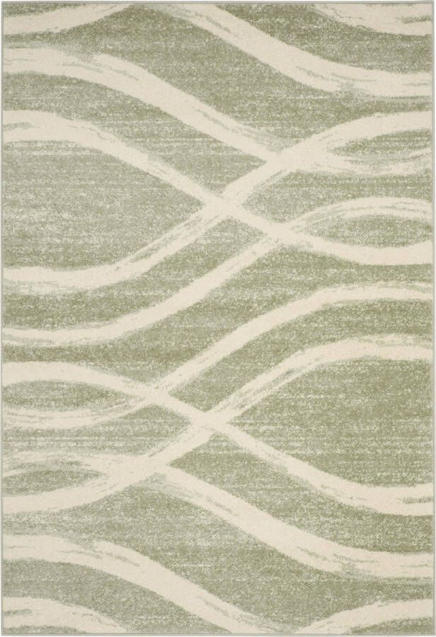 Safavieh Modern Wave Distressed Indoor Woven Area Rug Adirondack Collection ADR125 in Sage & Cream 155 X 229 cm