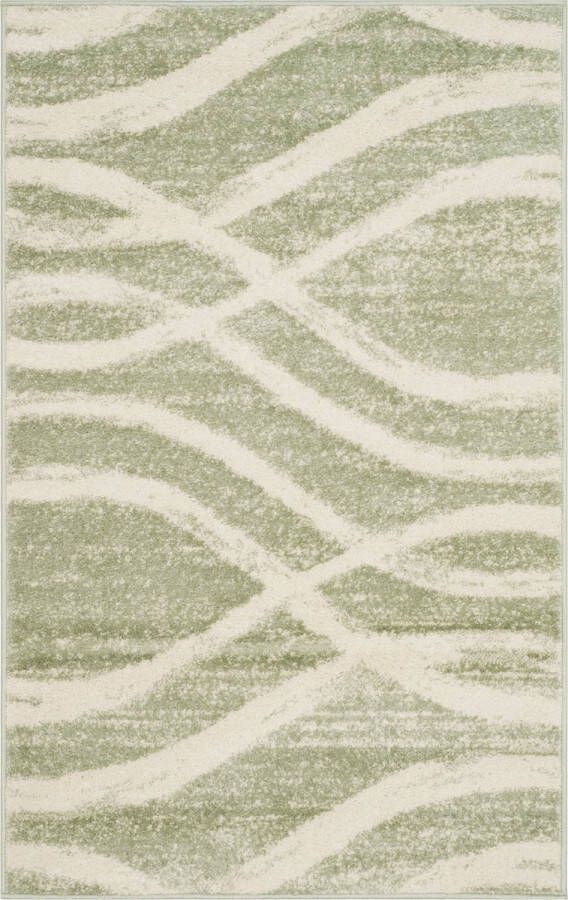 Safavieh Modern Wave Distressed Indoor Woven Area Rug Adirondack Collection ADR125 in Sage & Cream 122 X 183 cm